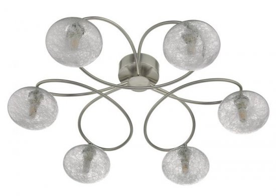 Dar Leysha 6lt Semi Flush Satin Nickel & Glass