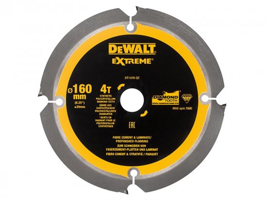 DeWalt Extreme PCD Fibre Cement Saw Blade 160 x 20mm x 4T