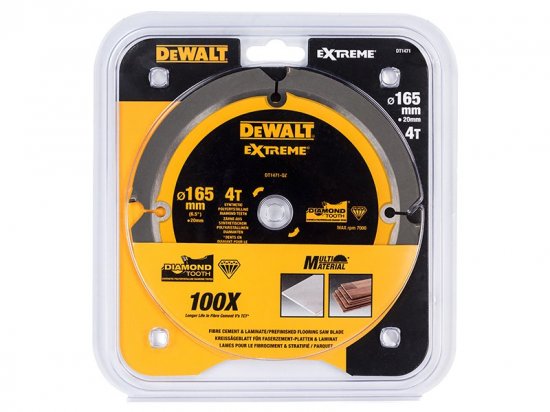 DeWalt Extreme PCD Fibre Cement Saw Blade 165 x 20mm x 4T