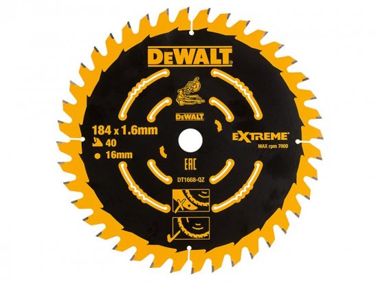 DeWalt Cordless Mitre Saw Blade For DCS365 184 x 16mm x 40T