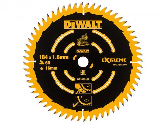 DeWalt Cordless Mitre Saw Blade For DCS365 184 x 16mm x 60T