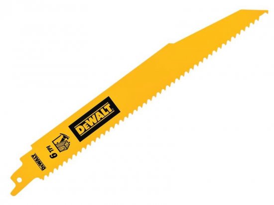 DeWalt Bi-Metal Wood Demolition Reciprocating Blade 228mm x 6 TPI (Pack 5)