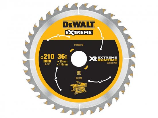DeWalt XR FlexVolt Table Saw Blade 210 x 30mm x 36T