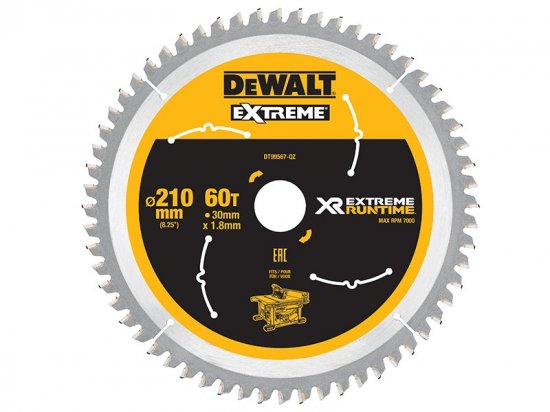 DeWalt XR FlexVolt Table Saw Blade 210 x 30mm x 60T