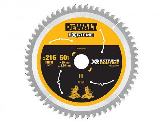 DeWalt XR FlexVolt Circular Saw Blade 216 x 30mm x 60T