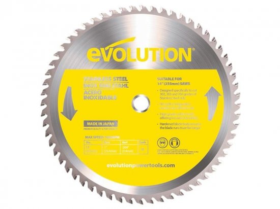 Evolution Stainless Steel Cutting Chop Saw Blade 355 x 25.4mm x 90T