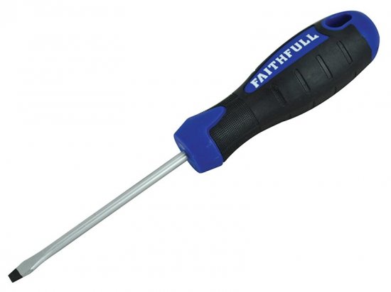 Faithfull Soft Grip Screwdriver Flared Slotted Tip 4.0 x 75mm