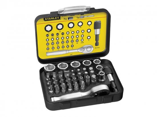 Stanley Tools 1/4in Drive Ratchet Bit & Socket Set 39 Piece