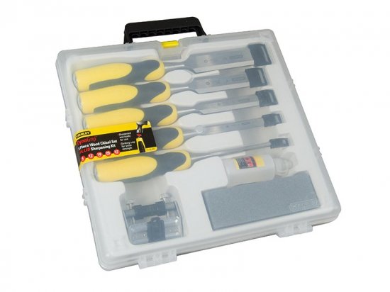 Stanley Tools DYNAGRIP? Chisel with Strike Cap Set 5 Piece + Accessories