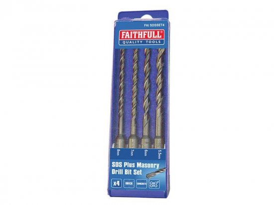 Faithfull SDS Plus Drill Bit Set 4 Piece