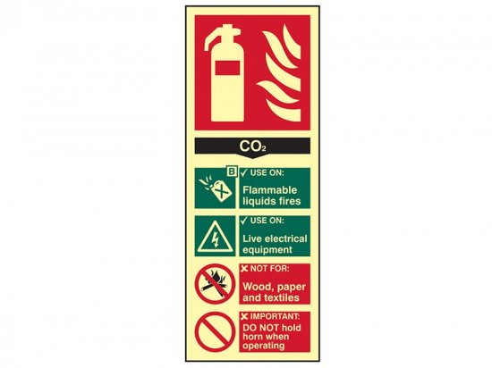 Scan Photoluminescent Sign 75 x 200mm - Fire Extinguisher Composite CO2