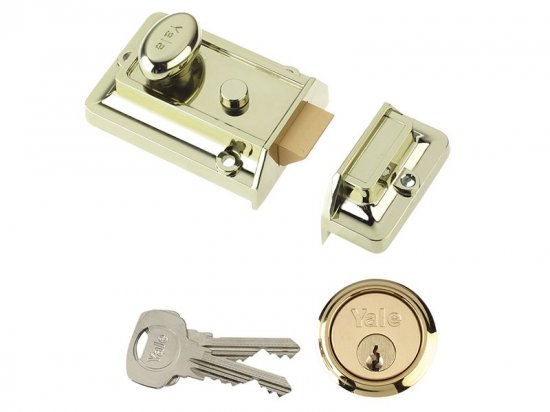 Yale Locks P77 Traditional Nightlatch 60mm Backset Brasslux Finish