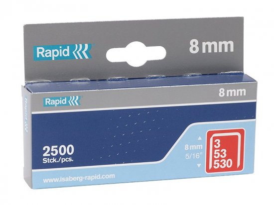 Rapid 53/8B 8mm Galvanised Staples Pack of 2500 Boxed