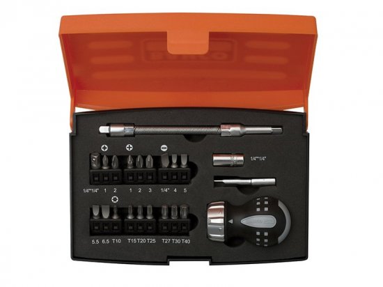 Bahco 808050S-22 Stubby Ratchet Screwdriver Set 22 Piece