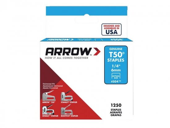 Arrow T50 Staples 6mm (1/4in) (Box of 1250)
