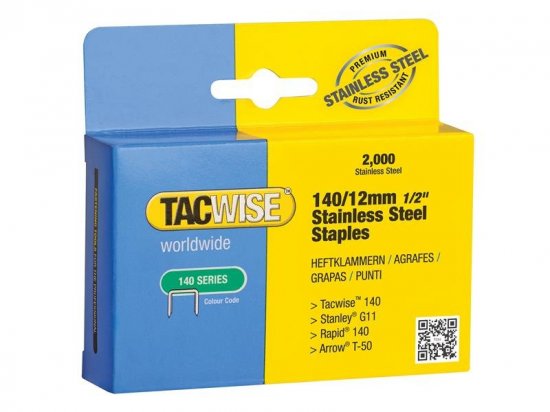 Tacwise 140 Stainless Steel Staples 12mm (Pack of 2000)