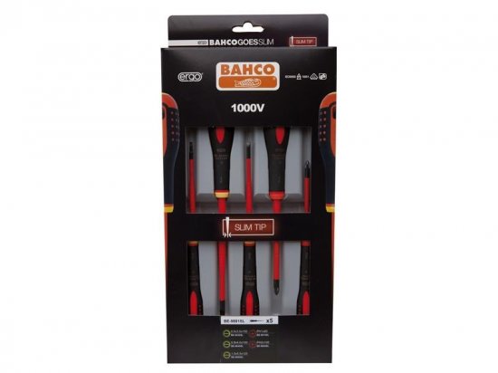 Bahco BE-9881SL ERGO? Slim VDE Insulated Screwdriver Set 5 Piece