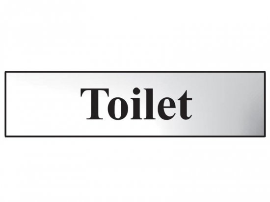 Scan Polished Chrome Effect Sign 200 x 50mm - Toilet