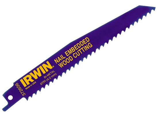 Irwin 656R 150mm Sabre Saw Blade Nail Embedded Wood Pack of 2