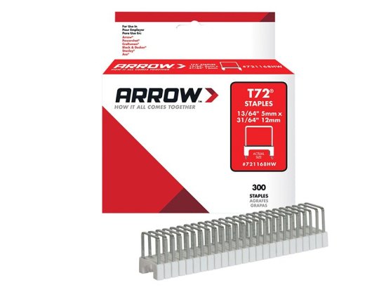 Arrow T72HW Clear Insulated Staples for Hardwood 5 x 12mm (Box of 300)