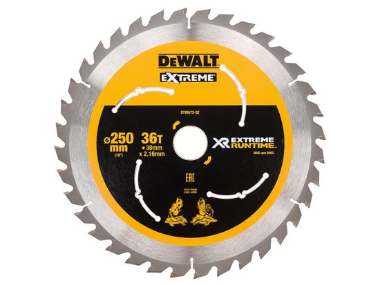DeWalt Extreme Runtime FlexVolt Mitre Saw Blade 250 x 30mm x 36T