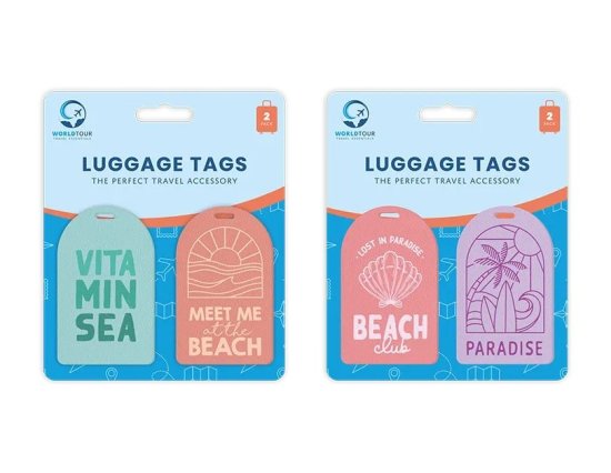 Worldtour Trend PU Leather Luggage Tags - 2pk - Assorted