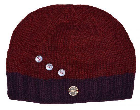 Pure Wool half fleece lined - sparkle border beanie - Truffle