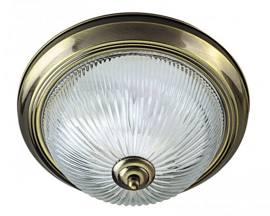 Searchlight American Diner Flush - Antique Brass & Clear Glass