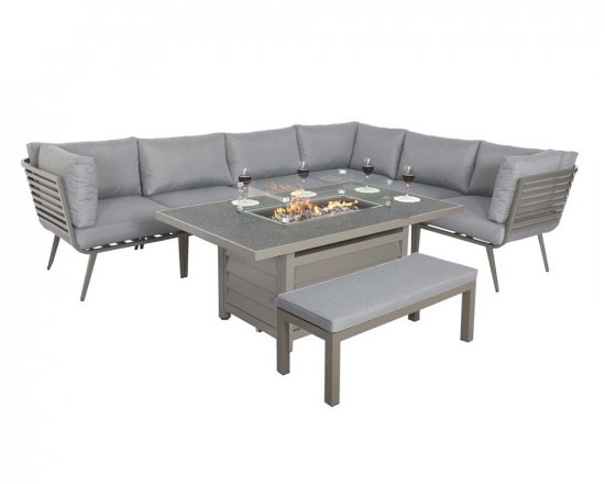 Mayfair Corner Lounging Set with Firepit ? Grey