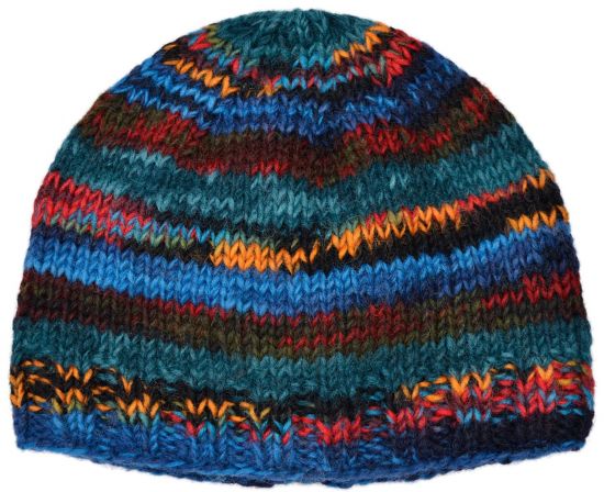 Children's Half fleece lined - electric beanie - multi blue