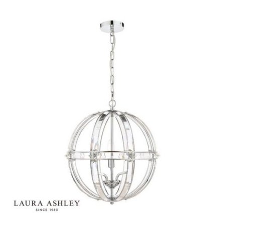 Laura Ashley Aidan 5lt Pendant Glass & Polished Chrome