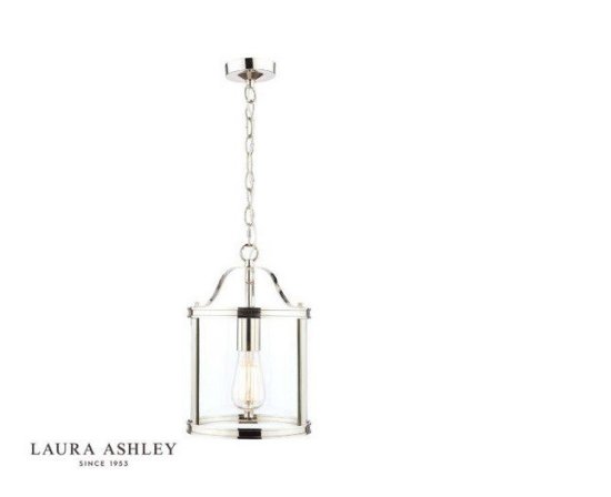 Laura Ashley Harrington Lantern Polished Nickel Glass