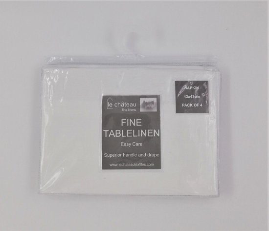 Le Chateau Fine Linen White Fabric Napkins - 4 Pack