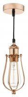 Dar Taurus 1 Light Pendant Cage Bright Copper