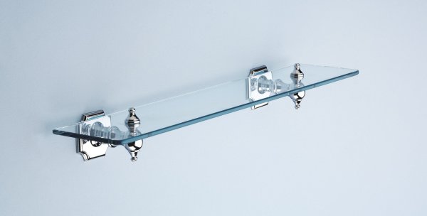 Silverdale Victorian 495mm Glass Shelf - Chrome