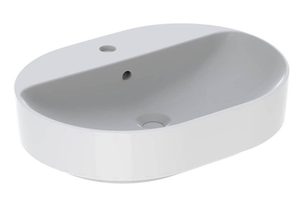 Geberit VariForm 600mm 1 Tap Hole Elliptic Lay-On Countertop Basin - With Overflow