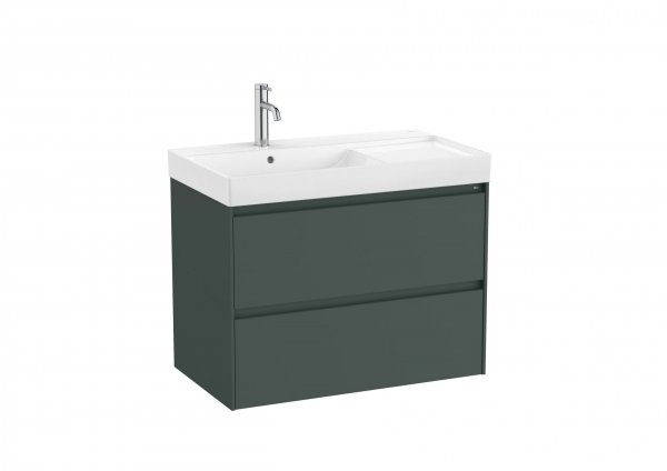 Roca Ona Unik 800mm Left Hand Basin & Matt Green Unit (2 Drawers)