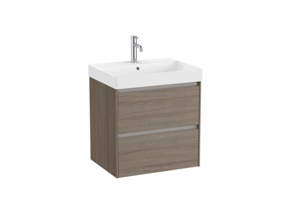 Roca Ona Unik 600mm Basin & Dark Elm Unit (2 Drawers)