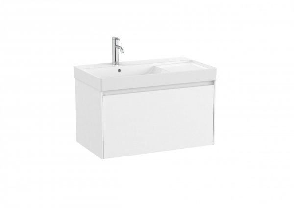 Roca Ona Unik 800mm Left Hand Basin & Matt White Unit (1 Drawer)