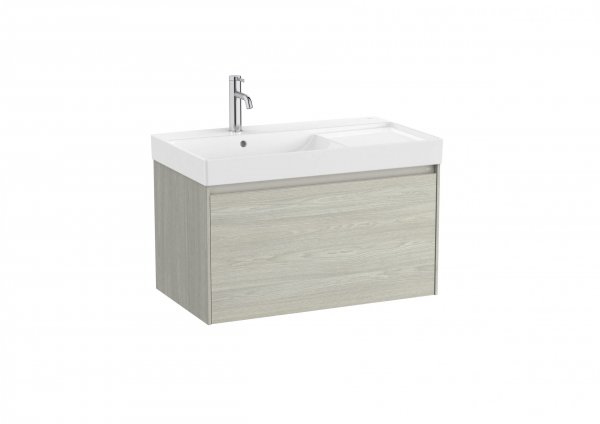 Roca Ona Unik 800mm Left Hand Basin & Light Oak Unit (1 Drawer)