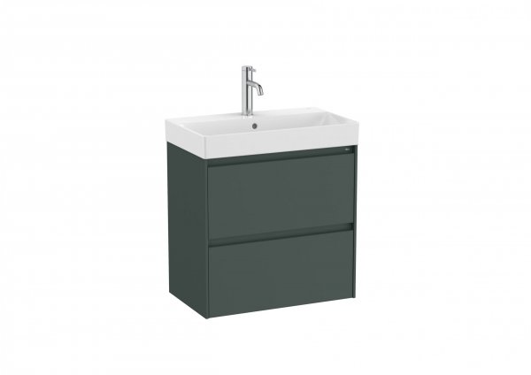 Roca Ona Unik Compact 600mm Basin & Matt Green Unit (2 Drawers)