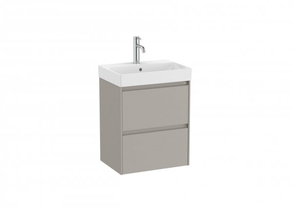 Roca Ona Unik Compact 500mm Basin & Matt Sand Grey Unit (2 Drawers)