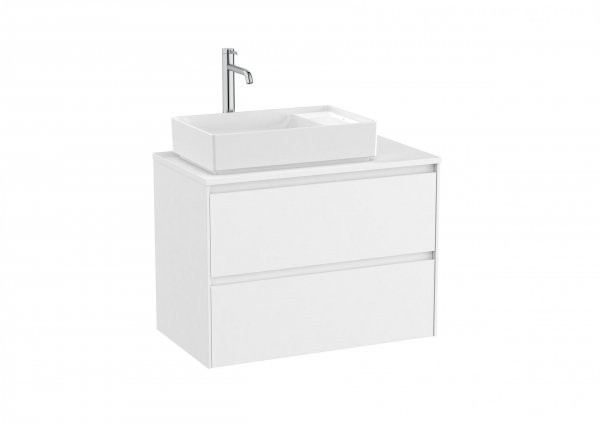 Roca Ona Unik 800mm Matt White Left Hand Unit & Countertop (2 Drawers)