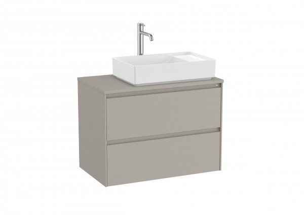 Roca Ona Unik 800mm Matt Sand Grey Right Hand Unit & Countertop (2 Drawers)