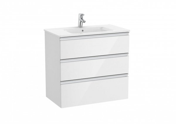 Roca The Gap Gloss White 800mm 3 Drawer Vanity Unit with Basin