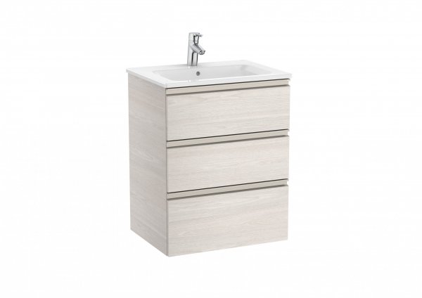 Roca The Gap Nordic Ash 600mm 3 Drawer Vanity Unit with Basin