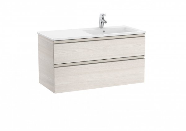 Roca The Gap Nordic Ash 1000mm 2 Drawer Wall Hung Vanity Unit with Right Handed Basin