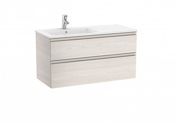 Roca The Gap Nordic Ash 1000mm 2 Drawer Wall Hung Vanity Unit with Left Handed Basin