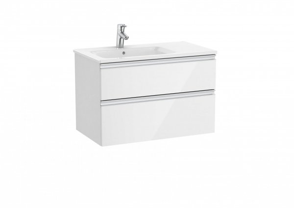 Roca The Gap Gloss White 800mm 2 Drawer Vanity Unit with Left Handed Basin