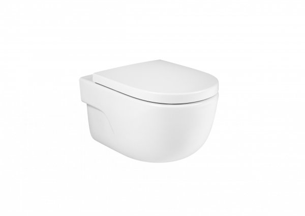 Roca Meridian-N Rimless Wall-Hung Pan with Horizontal Outlet & Hidden Fixations - White